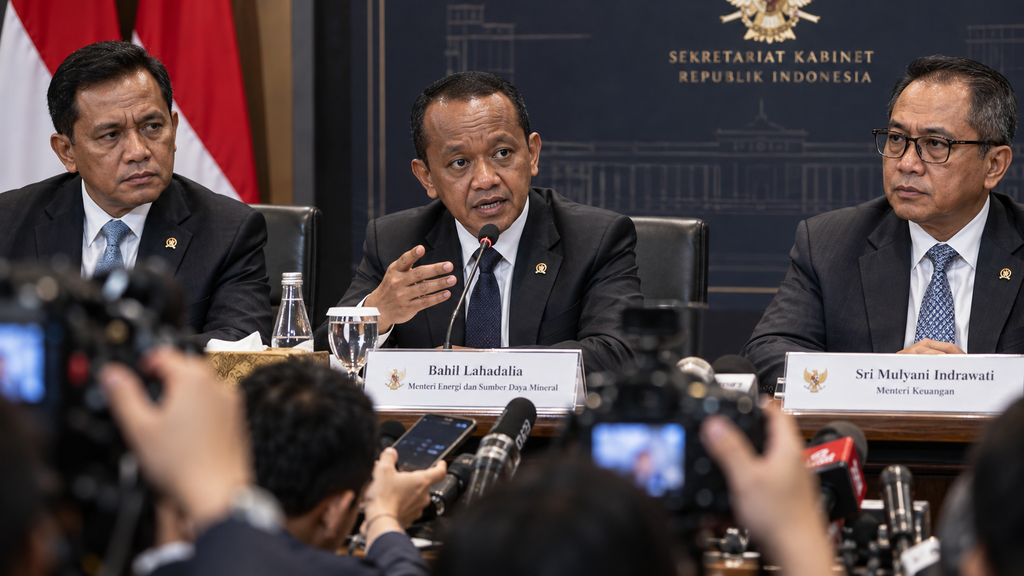 Konferensi pers bersama para menteri sektor ekonomi, investasi, dan ESDM menjelaskan pembagian tugas koordinasi kementerian.